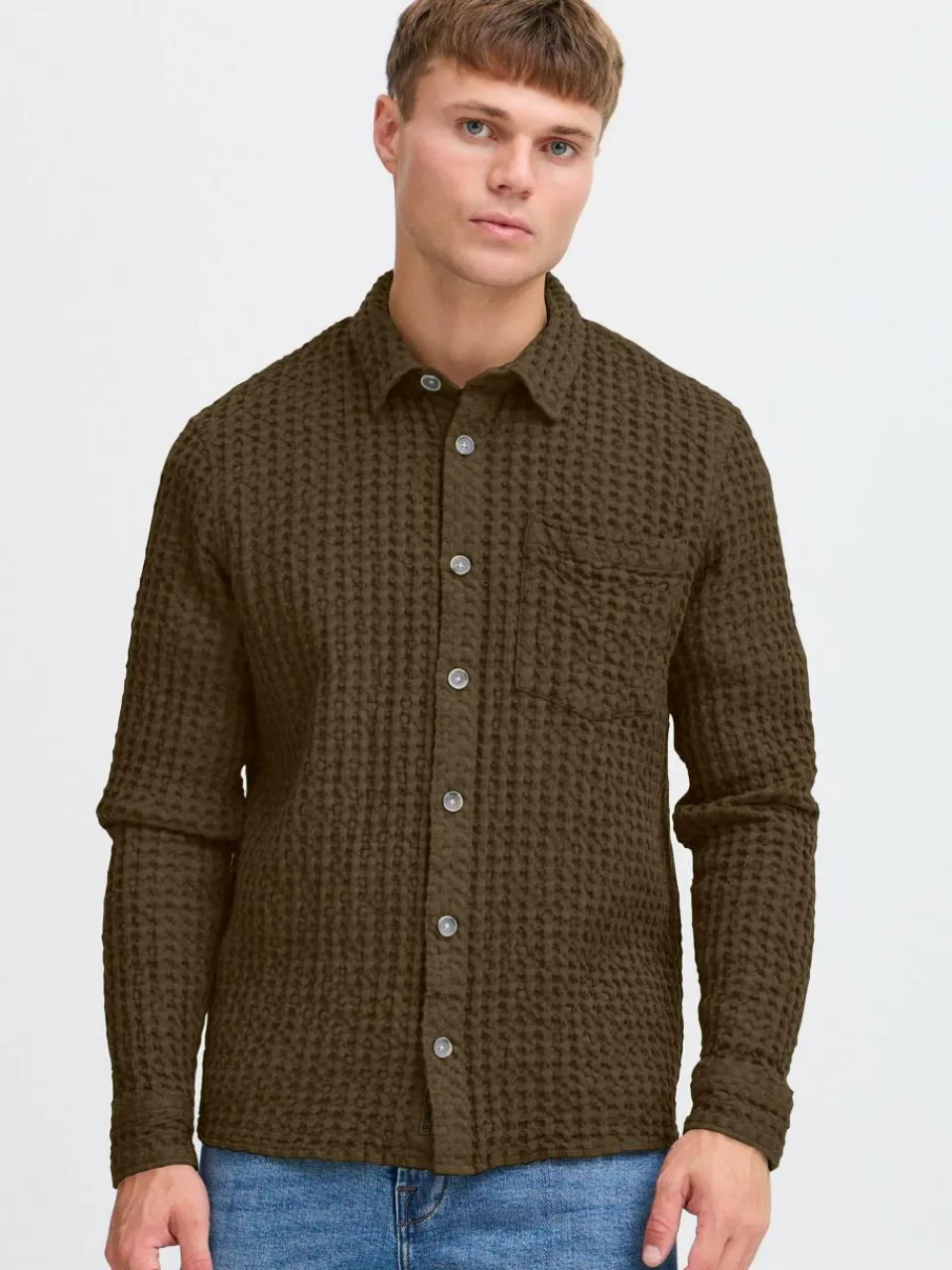 Herren Solid Hemden>Herren Langarmhemd - SDNELIX