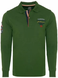 Carisma Poloshirts<Herren Langarm-Polo khaki bedruckt