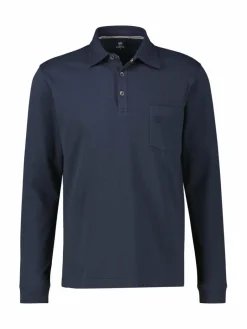 LERROS Poloshirts<Herren Langarm-Poloshirt marine uni