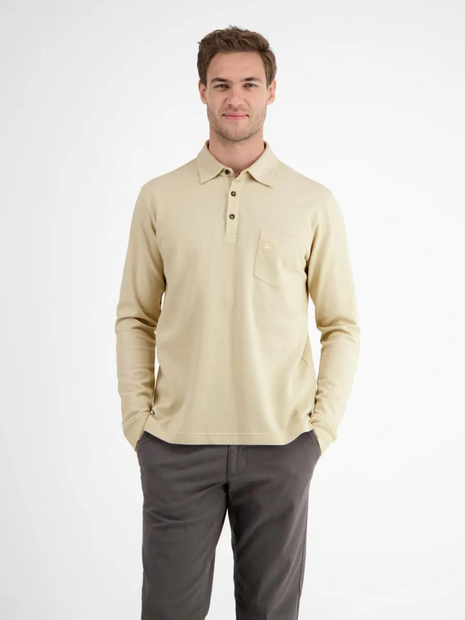 Herren LERROS Poloshirts>Herren Langarm-Poloshirt