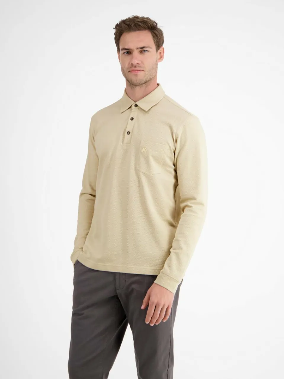 Herren LERROS Poloshirts>Herren Langarm-Poloshirt