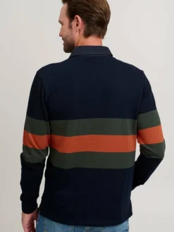 FQ1924 Poloshirts<Herren Langarm-Poloshirt - FQMikkael marine gestreift