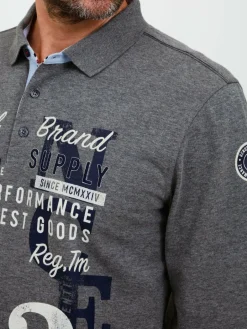 FQ1924 Poloshirts<Herren Langarm-Poloshirt - FQRagnvald grau bedruckt