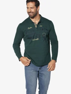 Jan Vanderstorm Poloshirts<Herren Langarm-Poloshirt - MAKSE grün bedruckt