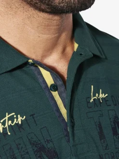 Jan Vanderstorm Poloshirts<Herren Langarm-Poloshirt - MAKSE grün bedruckt