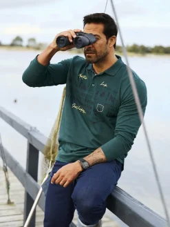 Jan Vanderstorm Poloshirts<Herren Langarm-Poloshirt - MAKSE grün bedruckt