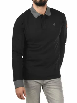 BLEND Poloshirts<Herren Langarm-Poloshirt - BHRalle schwarz uni