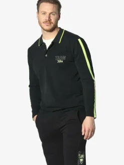 Jan Vanderstorm Poloshirts<Herren Langarm-Poloshirt - SIGURDHILD schwarz bedruckt