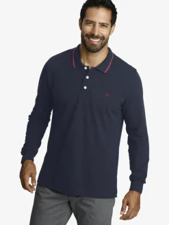 Jan Vanderstorm Poloshirts<Herren Langarm-Poloshirt - ELLIS blau uni