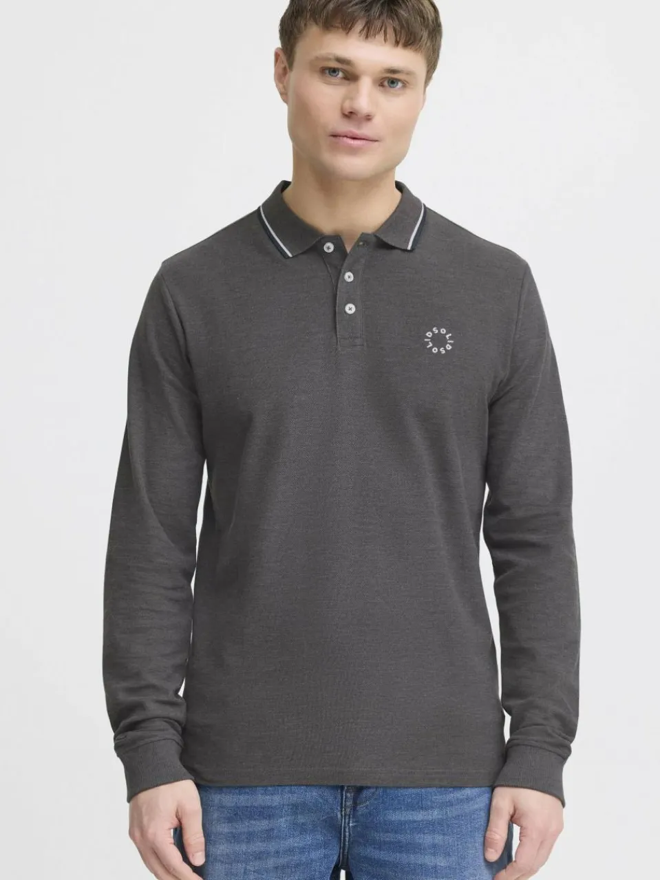 Herren Solid Poloshirts>Herren Langarm-Poloshirt - SDHANGOR