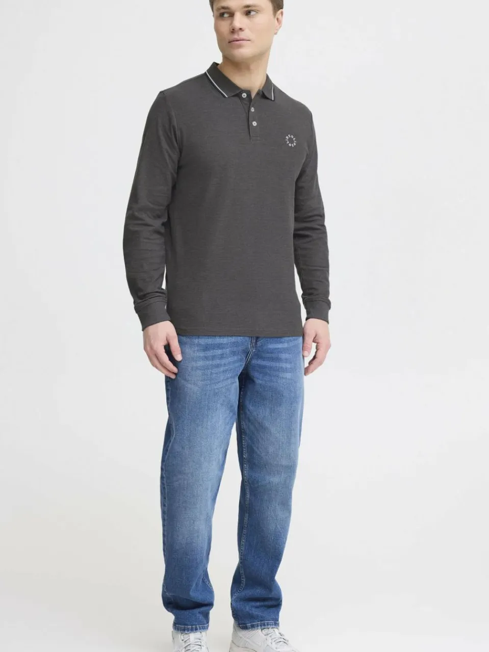 Herren Solid Poloshirts>Herren Langarm-Poloshirt - SDHANGOR