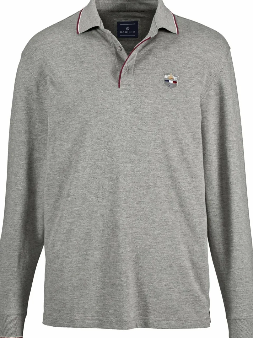 BABISTA Poloshirts<Herren Langarm-Poloshirt - MILANVETZO grau melange uni
