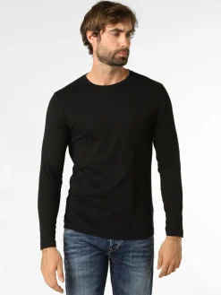 Nils Sundström Shirts<Herren Langarmshirt schwarz uni