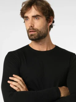 Nils Sundström Shirts<Herren Langarmshirt schwarz uni