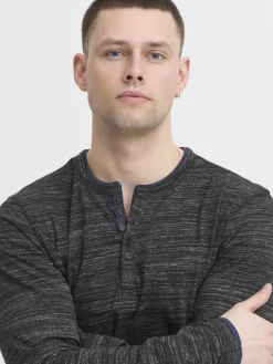 BLEND Shirts<Herren Langarmshirt - BHJEFF schwarz meliert