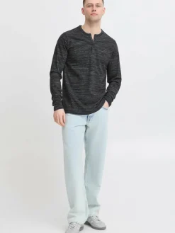 BLEND Shirts<Herren Langarmshirt - BHJEFF schwarz meliert