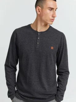 11 Project Shirts<Herren Langarmshirt - PRBonso anthrazit uni