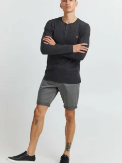 11 Project Shirts<Herren Langarmshirt - PRBonso anthrazit uni