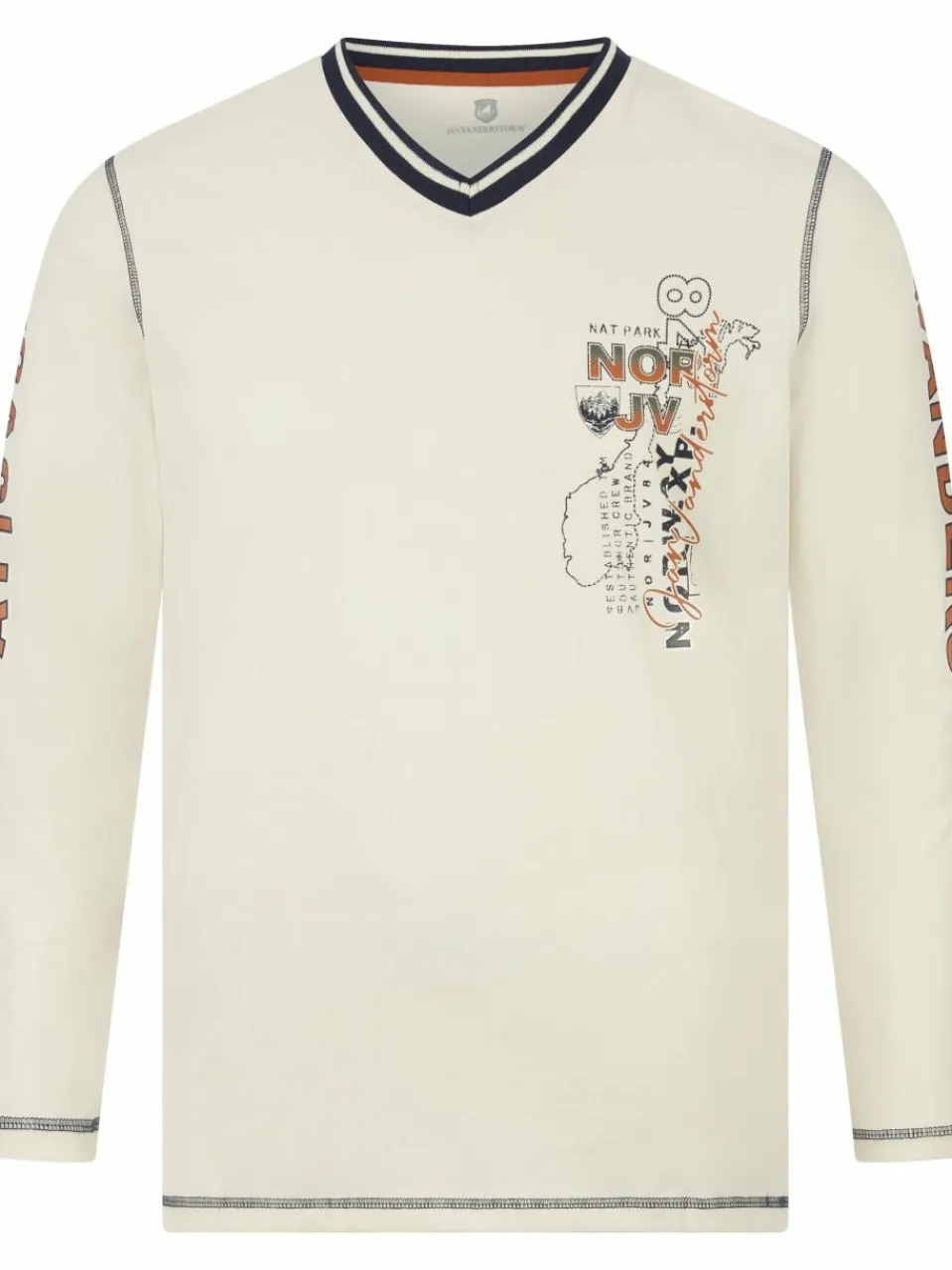 Jan Vanderstorm Shirts<Herren Langarmshirt - RAGNHILD vanille bedruckt