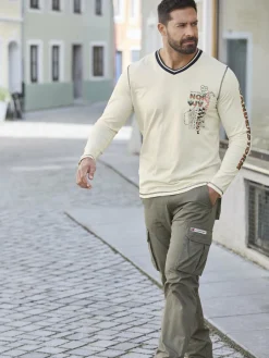 Jan Vanderstorm Shirts<Herren Langarmshirt - RAGNHILD vanille bedruckt