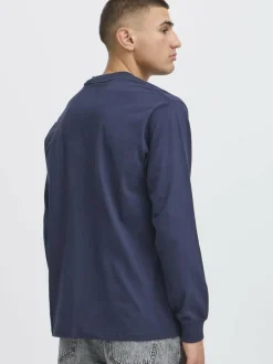 Solid Shirts<Herren Langarmshirt - SDREYNALDO blau uni