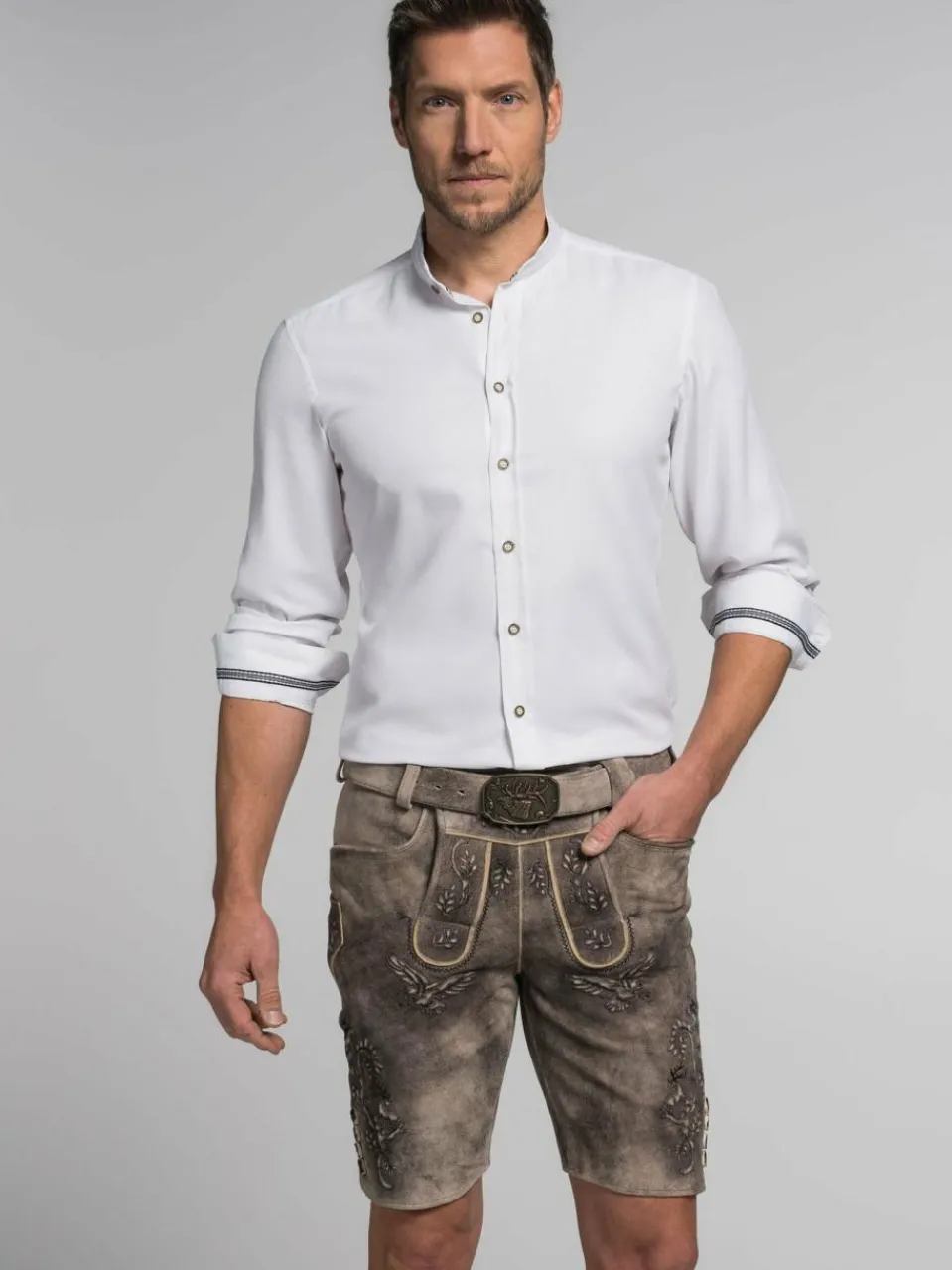 Spieth & Wenksy Hosen<Herren Lederhose - Asmus grau meliert