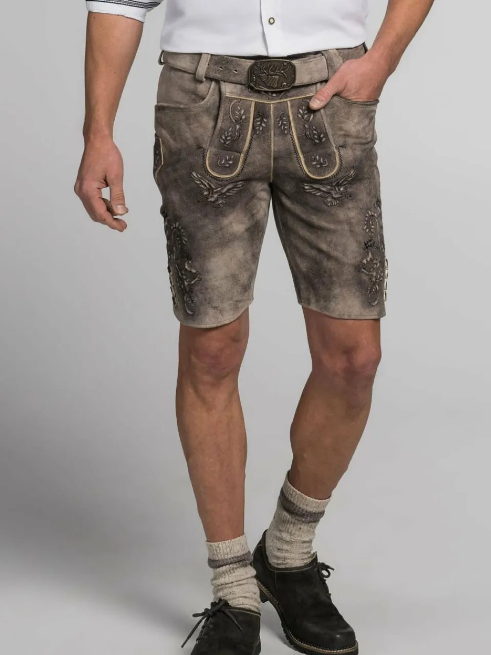 Spieth & Wenksy Hosen<Herren Lederhose - Asmus grau meliert