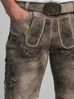 Spieth & Wenksy Hosen<Herren Lederhose - Asmus grau meliert