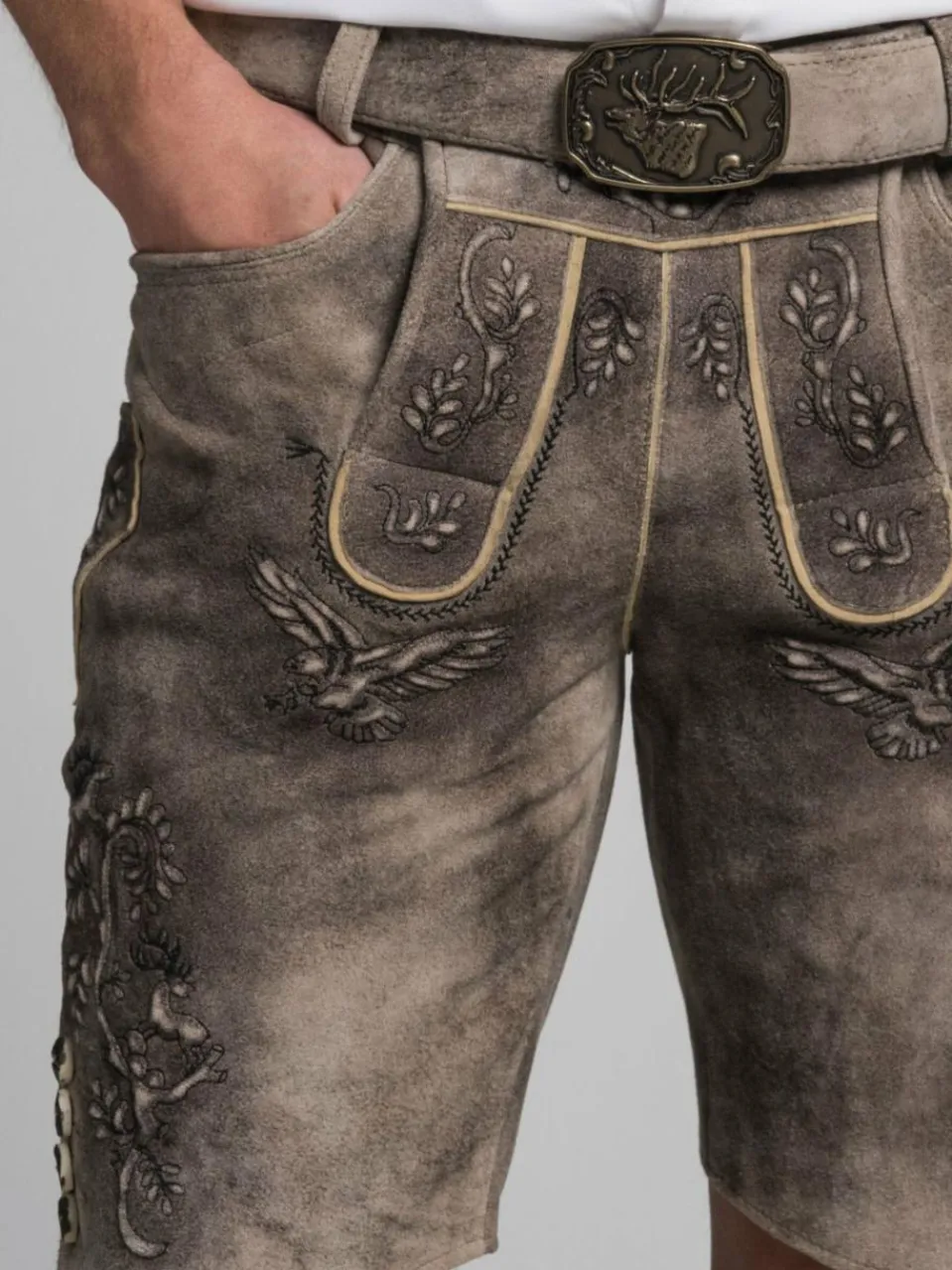 Spieth & Wenksy Hosen<Herren Lederhose - Asmus grau meliert