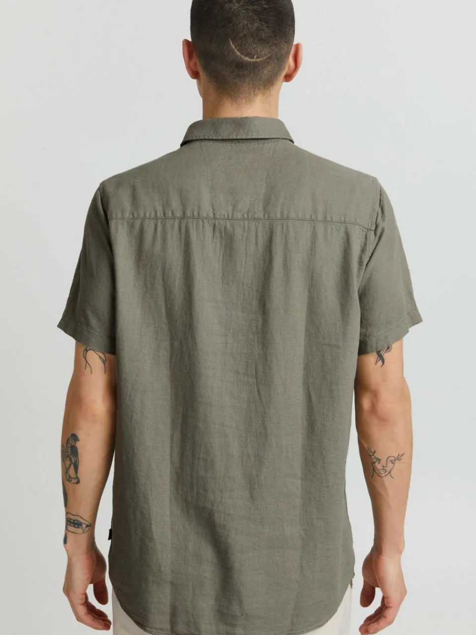 Solid Hemden<Herren Leinenhemd - SDAllan grün uni