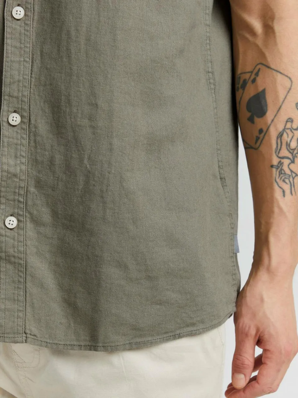 Solid Hemden<Herren Leinenhemd - SDAllan grün uni