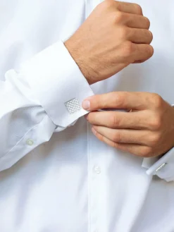 KUZZOI Manschettenknöpfe<Herren Manschettenknopf silber uni