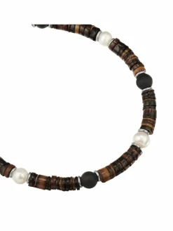 True Rebels Schmuck<Herren Perlen-Armband braun uni