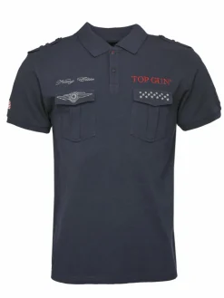Topgun Poloshirts<Herren Polo Shirt blau uni