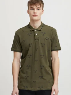 BLEND Poloshirts<Herren Poloshirt grün gemustert