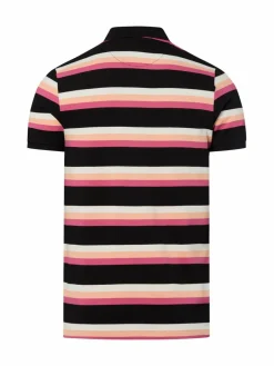 Nils Sundström Poloshirts<Herren Poloshirt schwarz aprikot gestreift