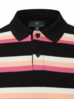 Nils Sundström Poloshirts<Herren Poloshirt schwarz aprikot gestreift