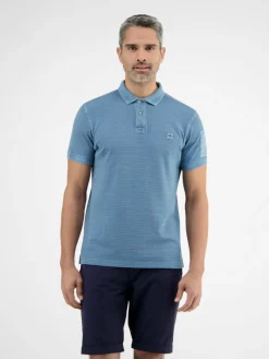 LERROS Poloshirts<Herren Poloshirt hellblau gestreift