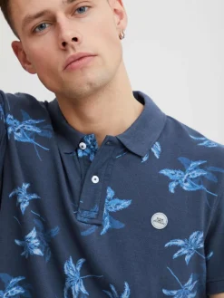 BLEND Poloshirts<Herren Poloshirt blau gemustert