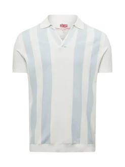 Finshley & Harding London Poloshirts<Herren Poloshirt ecru hellblau gestreift