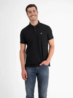 LERROS Poloshirts<Herren Poloshirt schwarz uni