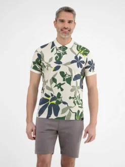 LERROS Poloshirts<Herren Poloshirt weiß gemustert