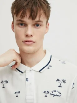 BLEND Poloshirts<Herren Poloshirt weiß gemustert