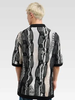 Carlo Colucci Pullover & Strickjacken|Poloshirts<Herren Poloshirt - Erhard schwarz gemustert