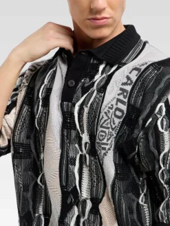 Carlo Colucci Pullover & Strickjacken|Poloshirts<Herren Poloshirt - Erhard schwarz gemustert