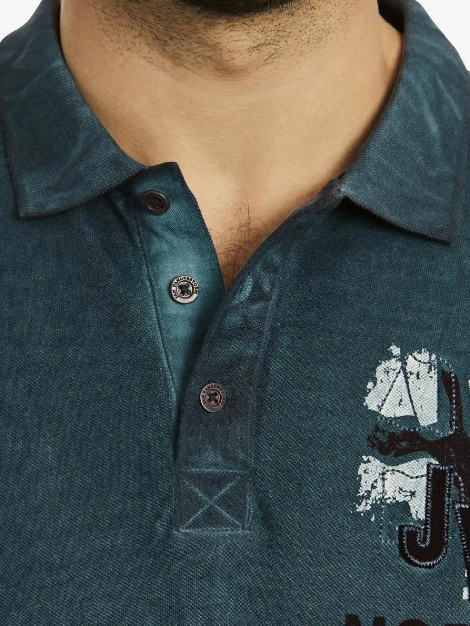 Jan Vanderstorm Poloshirts<Herren Poloshirt - ALSING petrol bedruckt