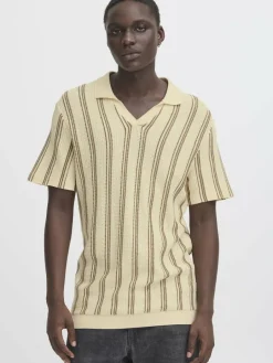 BLEND Poloshirts<Herren Poloshirt - BHAMOS beige gestreift