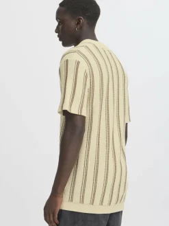 BLEND Poloshirts<Herren Poloshirt - BHAMOS beige gestreift