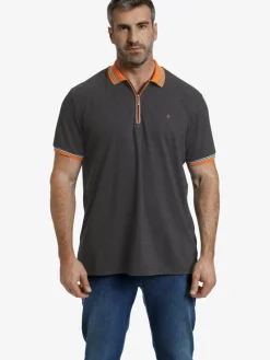 Charles Colby Poloshirts<Herren Poloshirt - EARL PAT grau uni