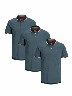 Jack & Jones Poloshirts<Herren Poloshirt - 3er Pack Paulos - Slim Fit blau uni